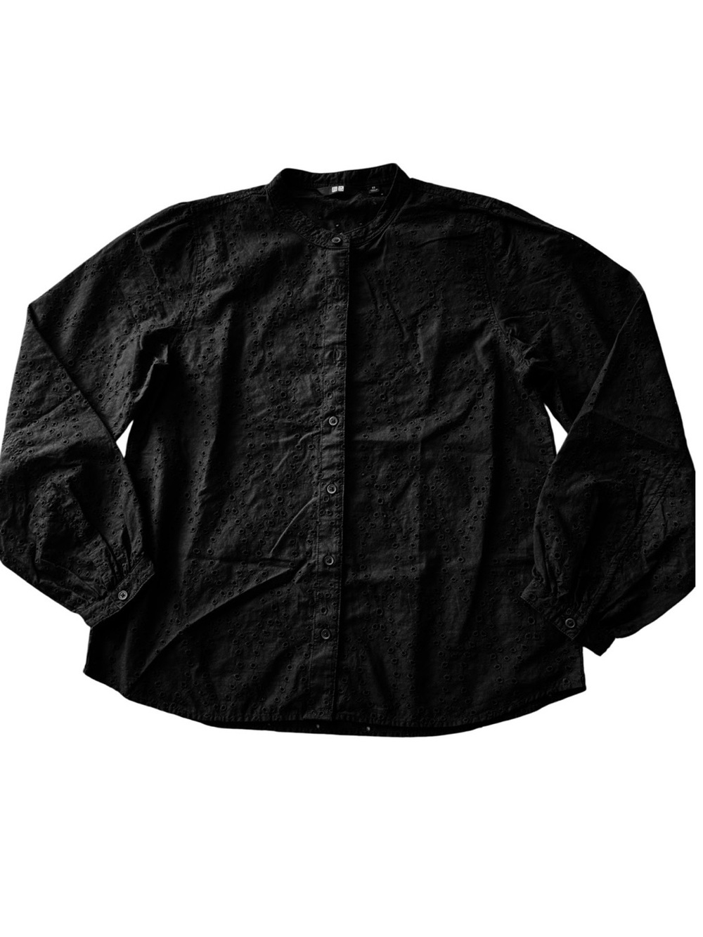 Uniqlo Black Eyelet Button-Up Blouse